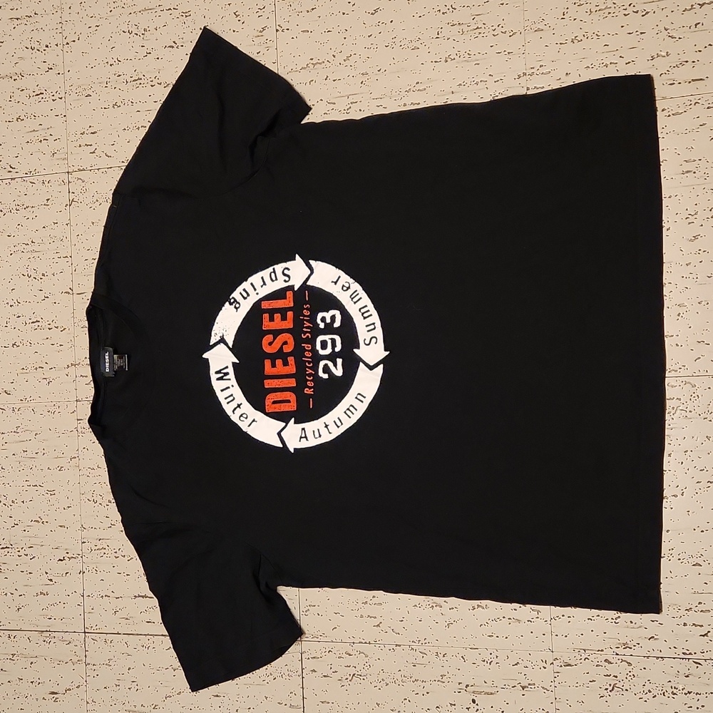 Diesel Black Recycled Styles Big Spellout Logo T Shirt